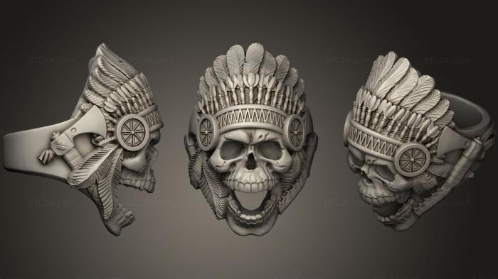 Jewelry rings (ring skull Indian, JVLRP_0769) 3D models for cnc